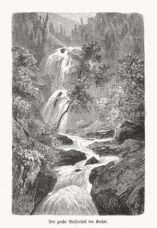 科赫尔瀑布(Wodospad Szklarki)，波兰Karkonosze国家公园，1893年出版